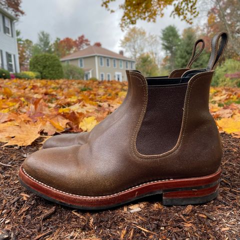 Benzein The Seventh Chelsea Boot in Horween Olive Waxed Flesh