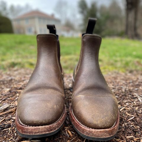 Benzein The Seventh Chelsea Boot in Horween Olive Waxed Flesh