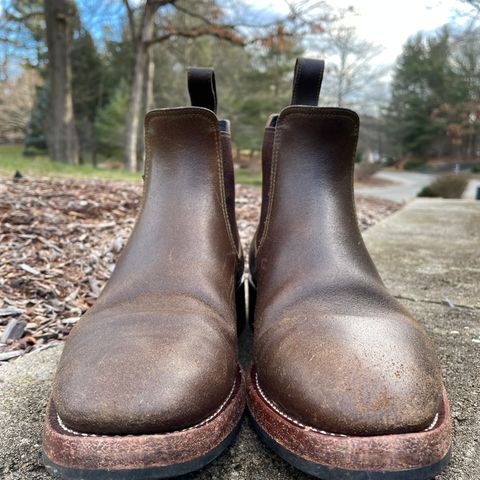 Benzein The Seventh Chelsea Boot in Horween Olive Waxed Flesh