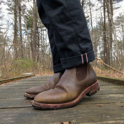 Benzein The Seventh Chelsea Boot in Horween Olive Waxed Flesh
