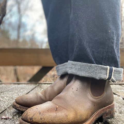 Benzein The Seventh Chelsea Boot in Horween Olive Waxed Flesh