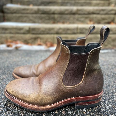Benzein The Seventh Chelsea Boot in Horween Olive Waxed Flesh