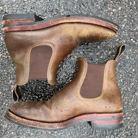 Benzein The Seventh Chelsea Boot in Horween Olive Waxed Flesh