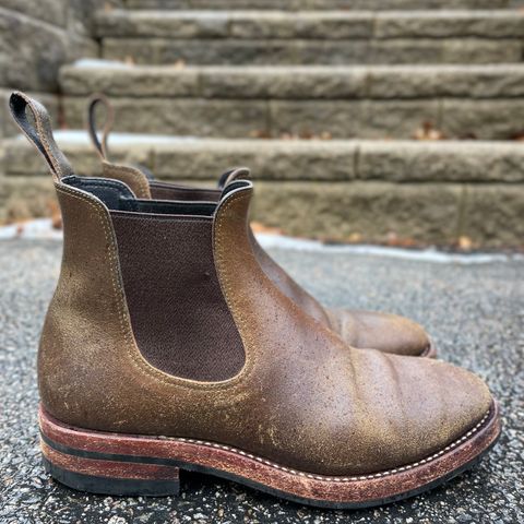 Benzein The Seventh Chelsea Boot in Horween Olive Waxed Flesh