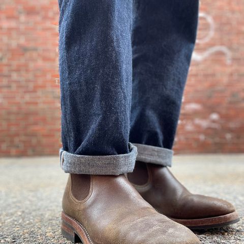 Benzein The Seventh Chelsea Boot in Horween Olive Waxed Flesh