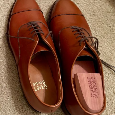 View photo of Grant Stone Cap Toe Oxford in D'Annonay British Tan Calf