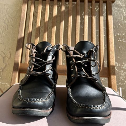 View photo of Eastland Seneca Camp Moc Chukka in Horween Black Chromexcel