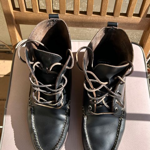 View photo of Eastland Seneca Camp Moc Chukka in Horween Black Chromexcel