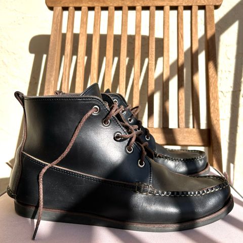 View photo of Eastland Seneca Camp Moc Chukka in Horween Black Chromexcel