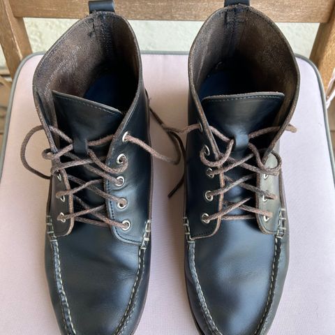 View photo of Eastland Seneca Camp Moc Chukka in Horween Black Chromexcel