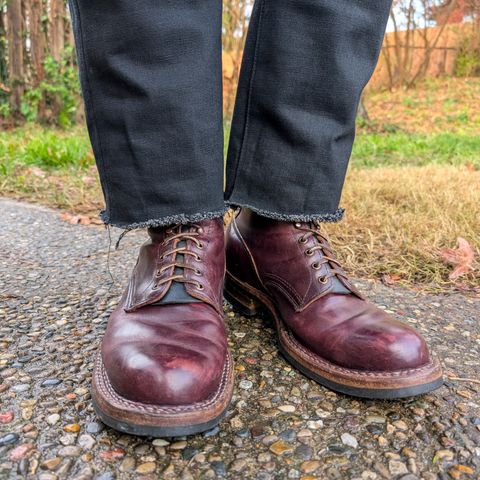 View photo of White's 350 Cruiser in Horween Burgundy Chromexcel