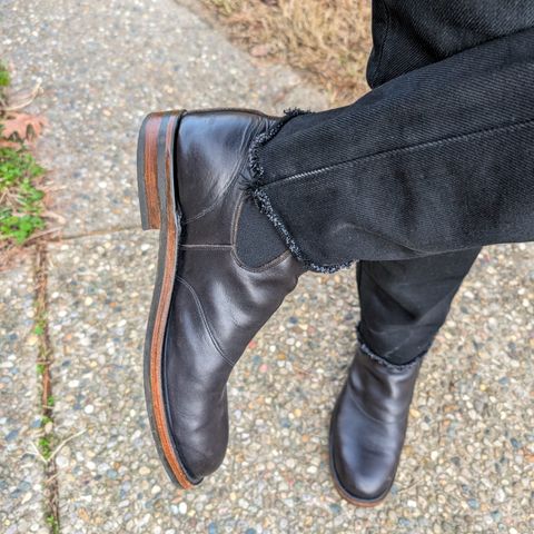 View photo of RRL Congress Boot in Horween Black Chromexcel