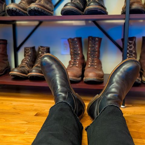 View photo of RRL Congress Boot in Horween Black Chromexcel