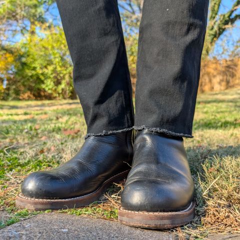 View photo of Rolling Dub Trio Casper Boot in Horween Black Chromexcel