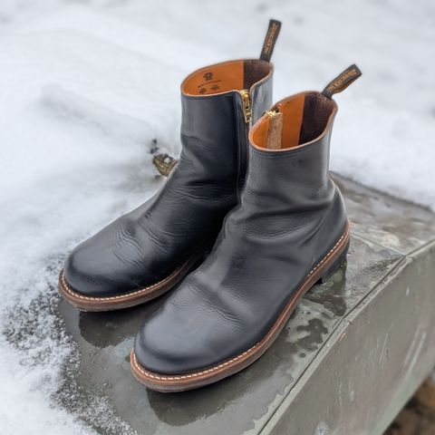 View photo of Rolling Dub Trio Casper Boot in Horween Black Chromexcel