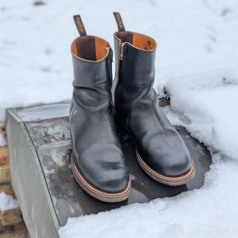 View photo of Rolling Dub Trio Casper Boot in Horween Black Chromexcel