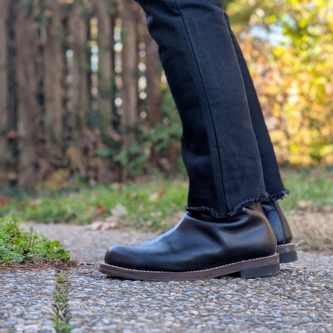 View photo of Rolling Dub Trio Casper Boot in Horween Black Chromexcel