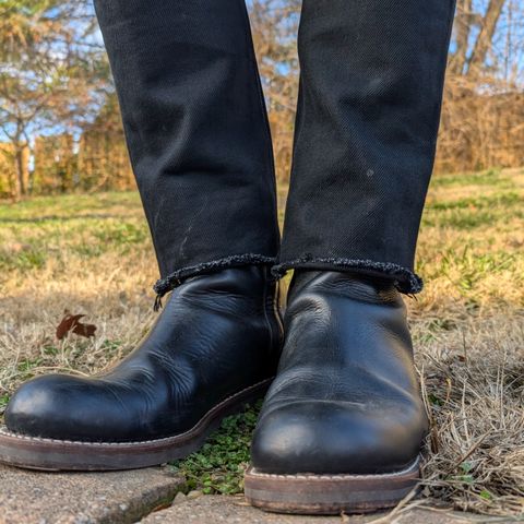 View photo of Rolling Dub Trio Casper Boot in Horween Black Chromexcel