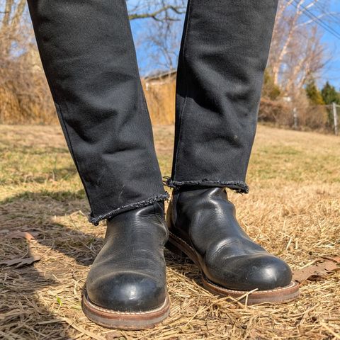 View photo of Rolling Dub Trio Casper Boot in Horween Black Chromexcel