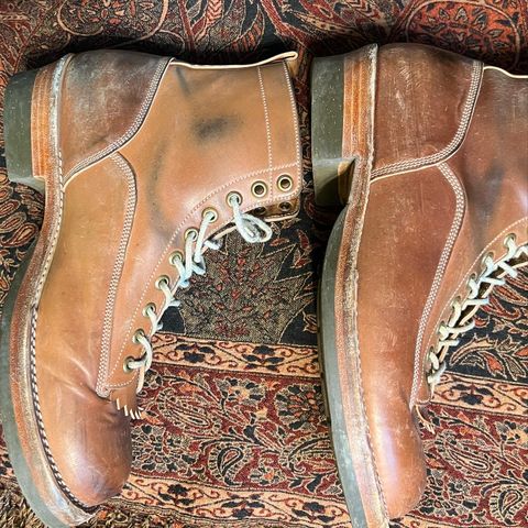 View photo of Onderhoud LVL01 Derby Boot in Horween Unglazed Natural Shell Cordovan