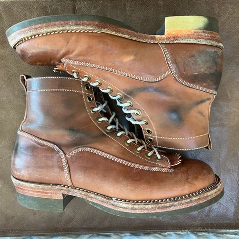 View photo of Onderhoud LVL01 Derby Boot in Horween Unglazed Natural Shell Cordovan