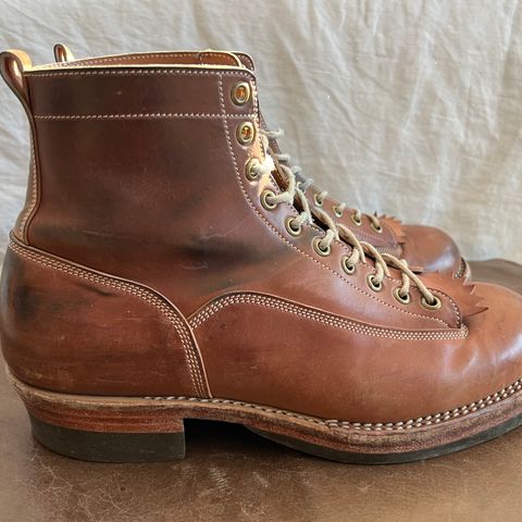 View photo of Onderhoud LVL01 Derby Boot in Horween Unglazed Natural Shell Cordovan