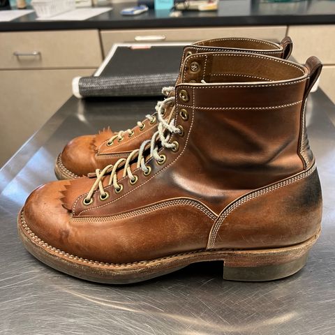 View photo of Onderhoud LVL01 Derby Boot in Horween Unglazed Natural Shell Cordovan