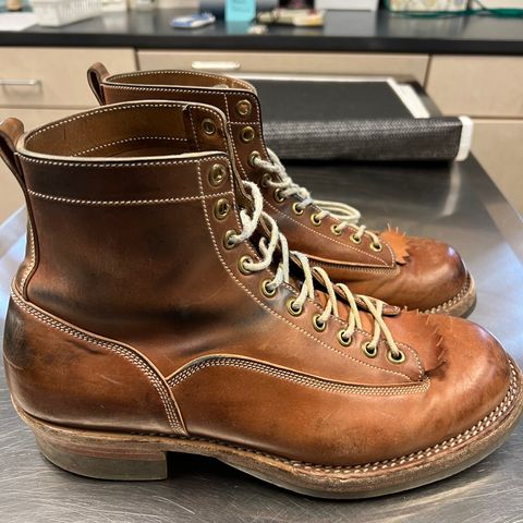 View photo of Onderhoud LVL01 Derby Boot in Horween Unglazed Natural Shell Cordovan