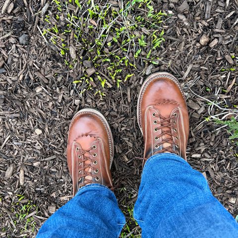 View photo of Onderhoud LVL01 Derby Boot in Horween Unglazed Natural Shell Cordovan