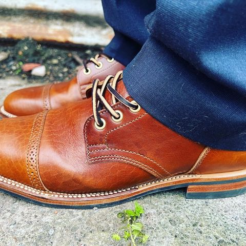 View photo of Viberg Service Boot in Shinki Brown Oiled Horsebutt