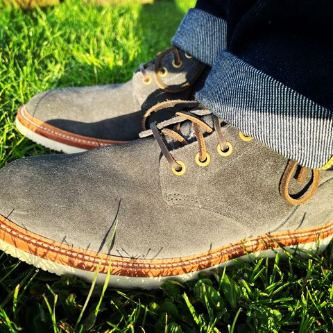 View photo of Grant Stone Diesel Boot in C.F. Stead Loden Janus Calf Suede