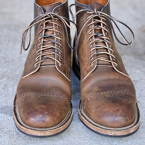 View photo of Viberg Service Boot BCT in Horween Golden Brown Predator