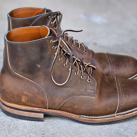 View photo of Viberg Service Boot BCT in Horween Golden Brown Predator