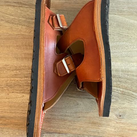 Zerrows Two Strap Sandal in Dark Brown Douglas