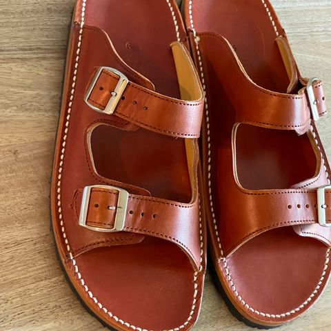 Zerrows Two Strap Sandal in Dark Brown Douglas