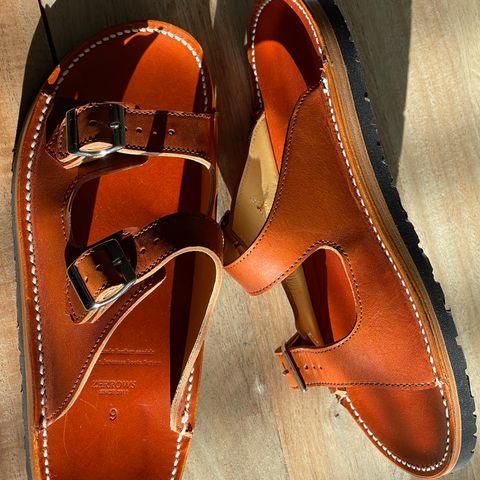 Zerrows Two Strap Sandal in Dark Brown Douglas