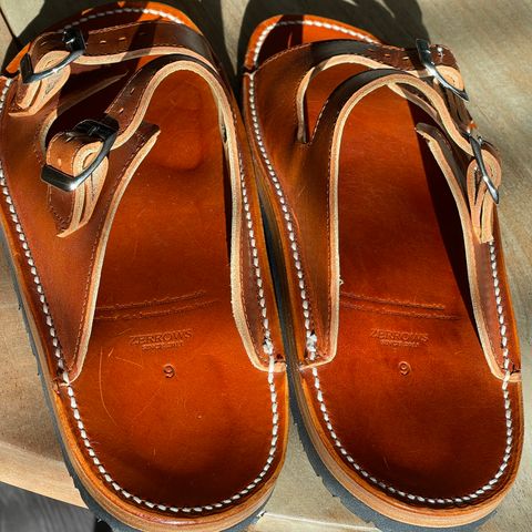 Zerrows Two Strap Sandal in Dark Brown Douglas