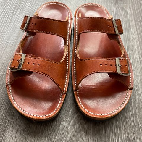 Zerrows Two Strap Sandal in Dark Brown Douglas
