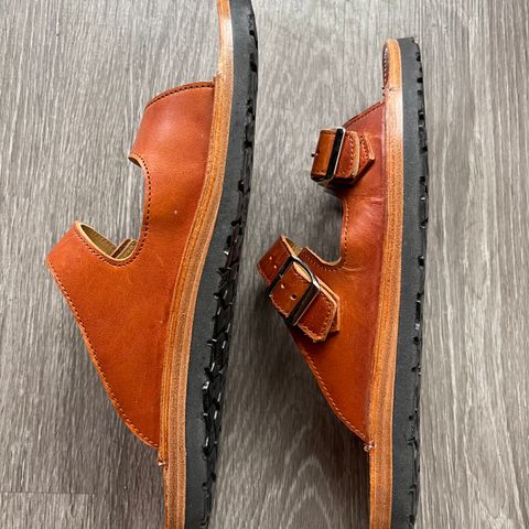 Zerrows Two Strap Sandal in Dark Brown Douglas