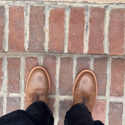 Grant Stone Plain Toe Blucher in Horween Dune Chromexcel