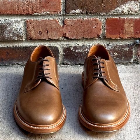 Grant Stone Plain Toe Blucher in Horween Dune Chromexcel