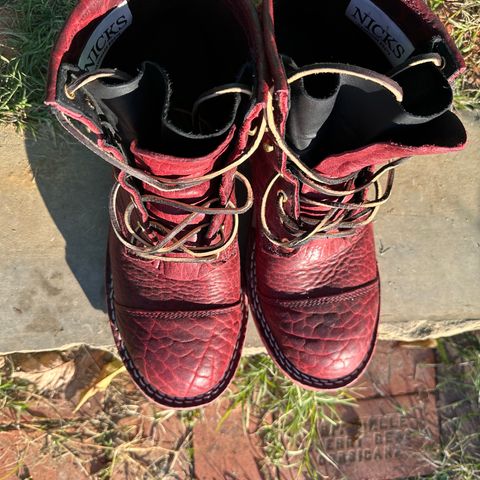 Nicks MTO in Law Tanning Oxblood Smooth Shruken Bison