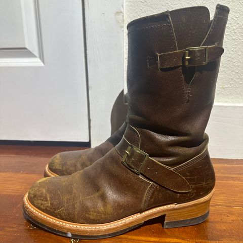 John Lofgren Wabash Engineer Boots in HORWEEN SHF  Reverse Horsehide
