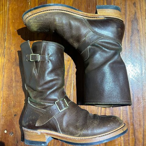 John Lofgren Wabash Engineer Boots in HORWEEN SHF  Reverse Horsehide