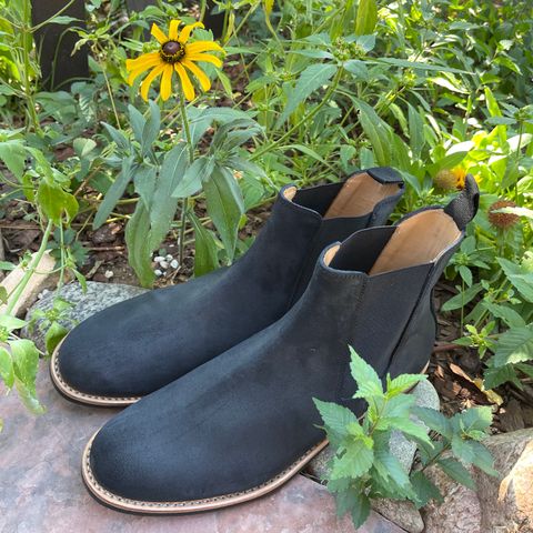 Mark Albert Chelsea Boot in C.F. Stead Black Waxy Commander Suede