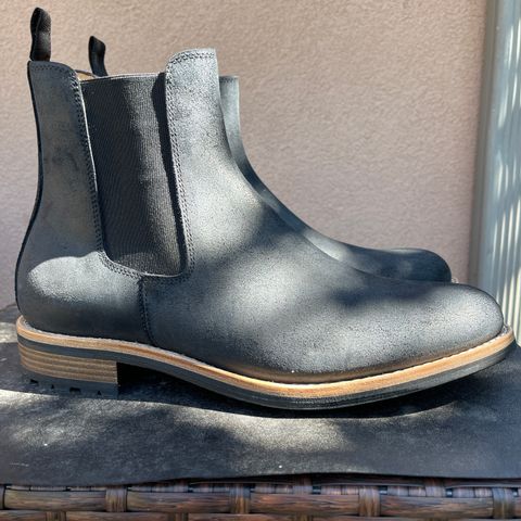 Mark Albert Chelsea Boot in C.F. Stead Black Waxy Commander Suede