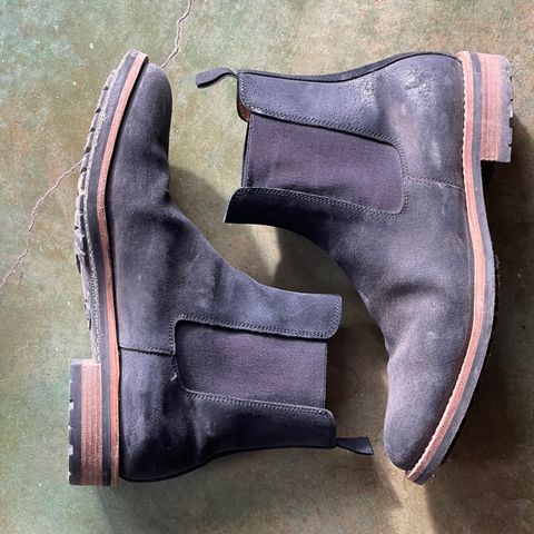Mark Albert Chelsea Boot in C.F. Stead Black Waxy Commander Suede