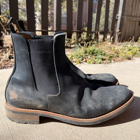 Mark Albert Chelsea Boot in C.F. Stead Black Waxy Commander Suede