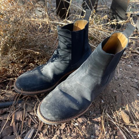Mark Albert Chelsea Boot in C.F. Stead Black Waxy Commander Suede