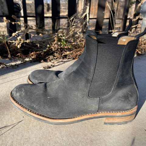 Mark Albert Chelsea Boot in C.F. Stead Black Waxy Commander Suede